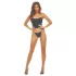 Bombshell - Crop-Top, Leopard Korsett und String (Schwarz) - L