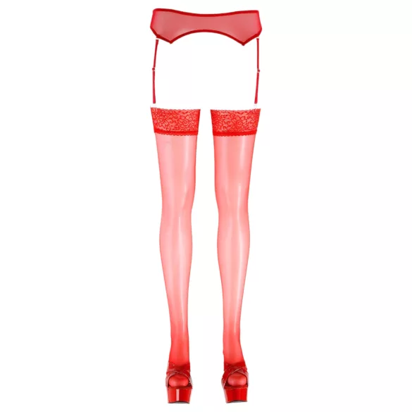 Cottelli - Rote Spitzenstrümpfe - 5/XL