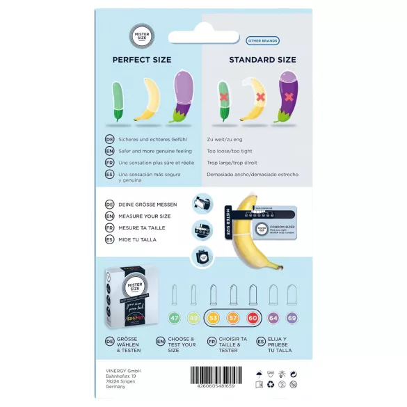 Mister Size Kondom Testset mit Penis-Messgerät - 3 Stk