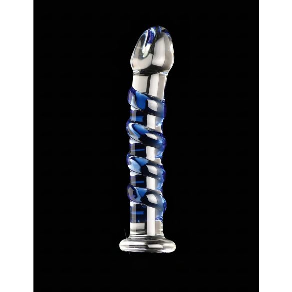 Icicles No. 5 - Spiralförmiger Glas-Dildo (transparent-blau)