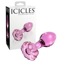 Icicles Nr. 48 - Blüten-Glas Analplug (Pink)
