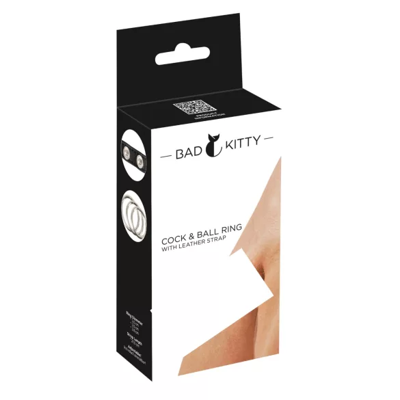 Bad Kitty - Leder Hoden- und Penisring (schwarz)