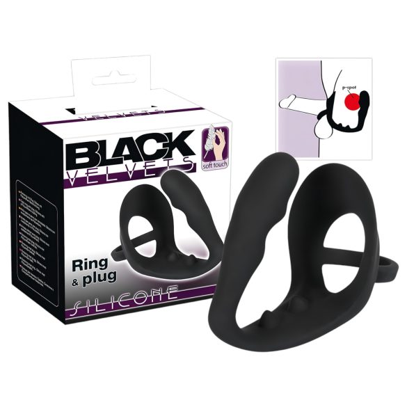Black Velvet Analdildo mit Penisring (schwarz)