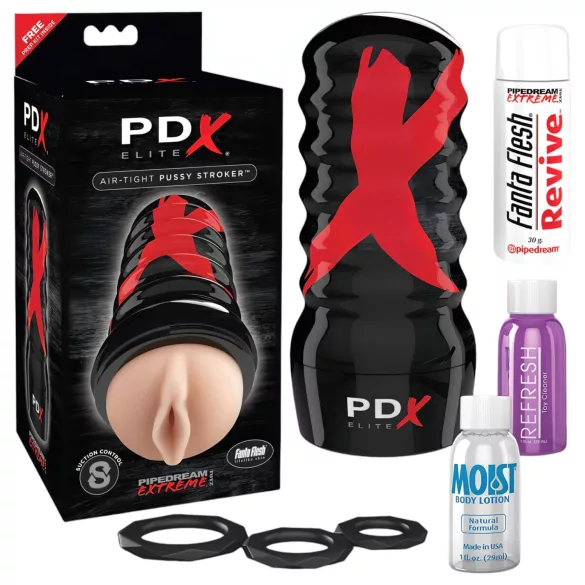 PDX Elite Luftdichte Vagina - Manuelle Saugepuppe (Natur)