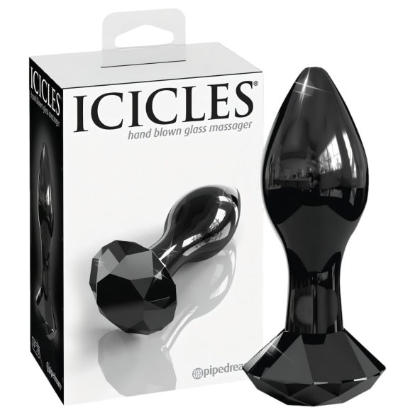 Icicles No. 78 - konischer Glas-Analplug (schwarz)