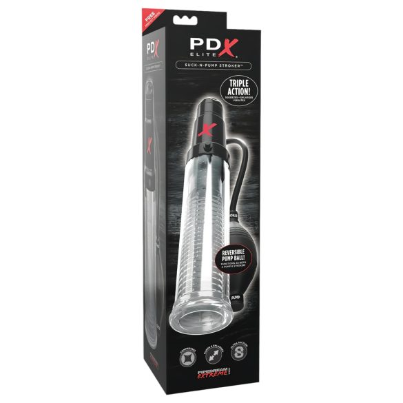 PDX Elite - 2in1 - Penis-Pumpe und Masturbator in einem (transparent)
