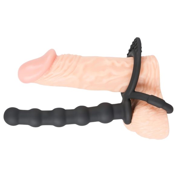 Black Velvet - Hoden- & Penisring mit Anal-Dildo (schwarz)