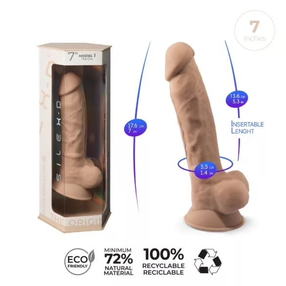 Silexd 7 - Saugnapf-Dildo - 17,5 cm (natur)