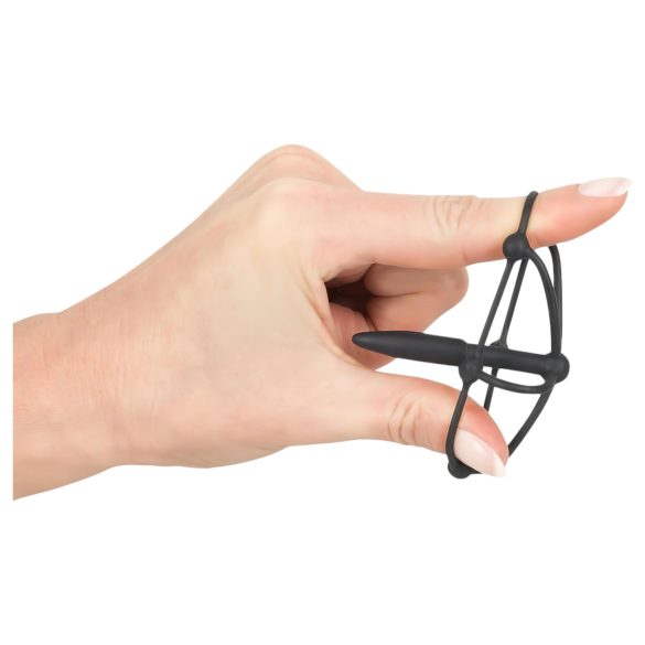 Penisplug - Silikon Eichelkäfig mit Dilator (schwarz)