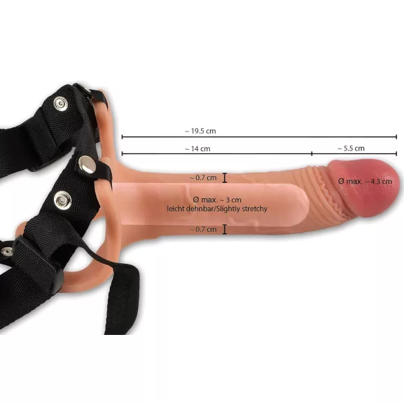 Realistixxx Strap-on - befestigbarer, hohler Dildo (natur)