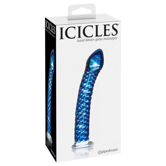 Icicles Nr. 29 - Spiral Glasdildo (Blau)