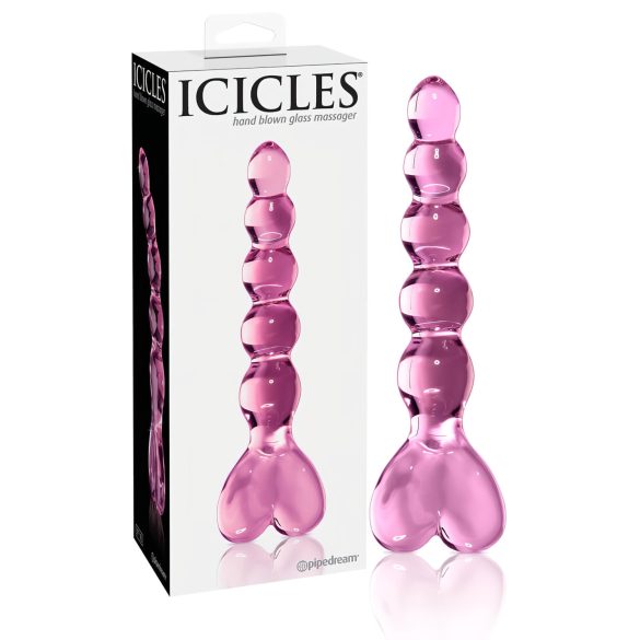 Icicles No. 43 - Perlen & Herz Glasdildo (Rosa)