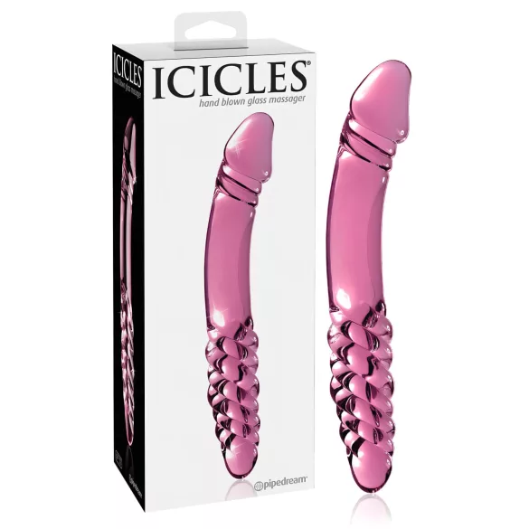 Icicles Nr. 57 - Doppelseitiger Glasdildo mit Penisform (Rosa)