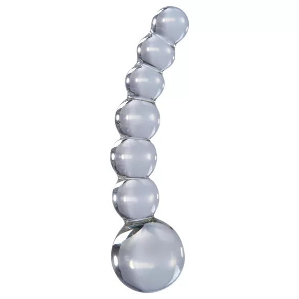 Icicles No. 66 - Gebogener, kugeliger Glasdildo (transparent)