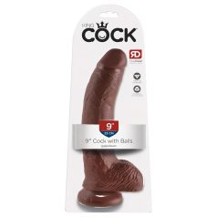   King Cock 9 - großer Saugnapf-Dildo mit Hoden (23cm) - braun
