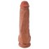 King Cock 11 - Saugnapf Dildo mit Hoden (28 cm) - Dunkel Natur