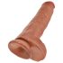 King Cock 11 - Saugnapf Dildo mit Hoden (28 cm) - Dunkel Natur