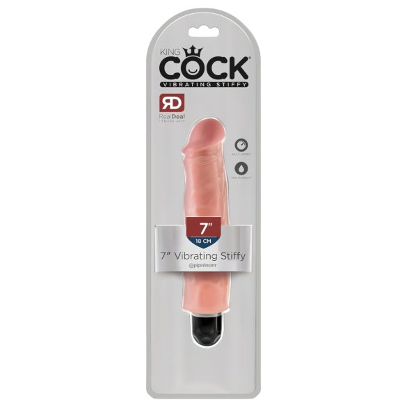 King Cock 7 Stiffy - Wasserdichter naturgetreuer Vibrator (18cm) - Hautfarben