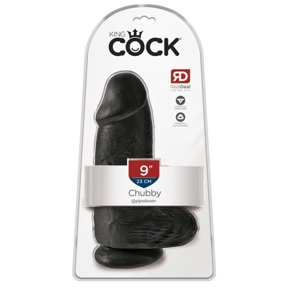 King Cock 9 Chubby - Saugnapf-Dildo mit Hoden (23cm) - Schwarz
