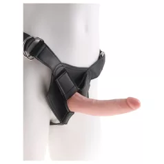 King Cock 7 - Strap-On Dildo mit Geschirr (schwarz)