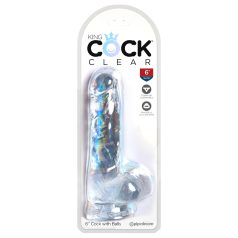   King Cock Clear 6 - kleiner Dildo mit Hoden & Saugnapf (15cm)