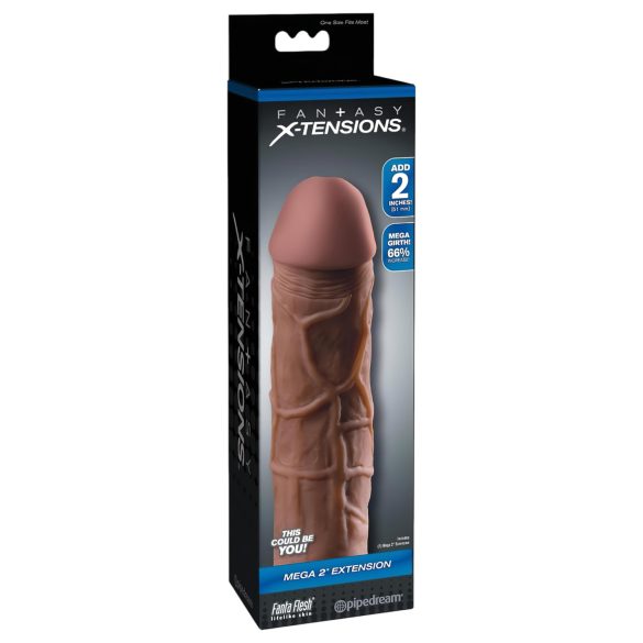 X-TENSION Mega 2 - naturgetreue Penishülle (20,3 cm) - dunkel naturfarben