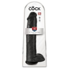 King Cock 15 - Saugnapf-Dildo mit Hoden (38cm) - schwarz