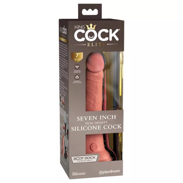 King Cock Elite 7 Zoll - Saugnapf, lebensechter Dildo (18cm) - Natur