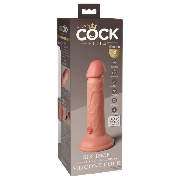 King Cock Elite 6 - Vibrator mit Saugnapf (15 cm) - naturfarben