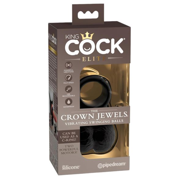 King Cock Crown Jewels - Vibrations-Penisring (Schwarz)