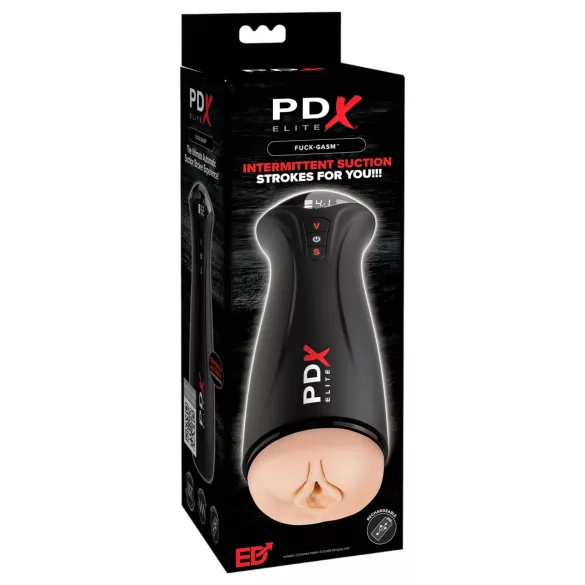 PDX Elite - Saugender, vibrierender Masturbator (schwarz)