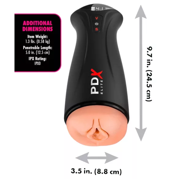 PDX Elite - Saugender, vibrierender Masturbator (schwarz)