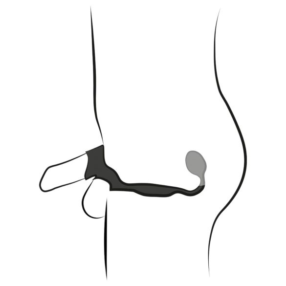 Rebel - Penis- und Hodenring mit Analdildo-Vibrator (schwarz)