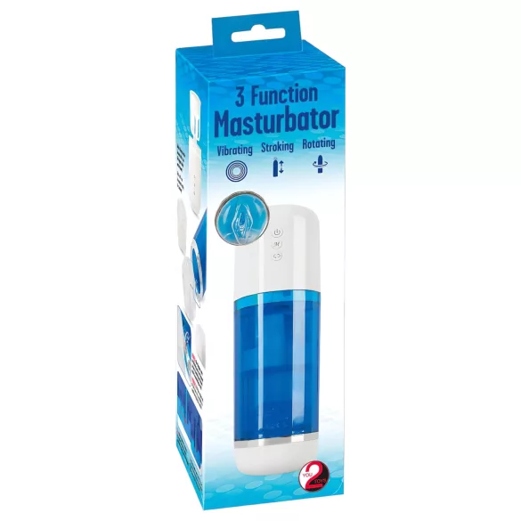 You2Toys - Akku-Rotations-Stoßmasturbator (blau-weiß)