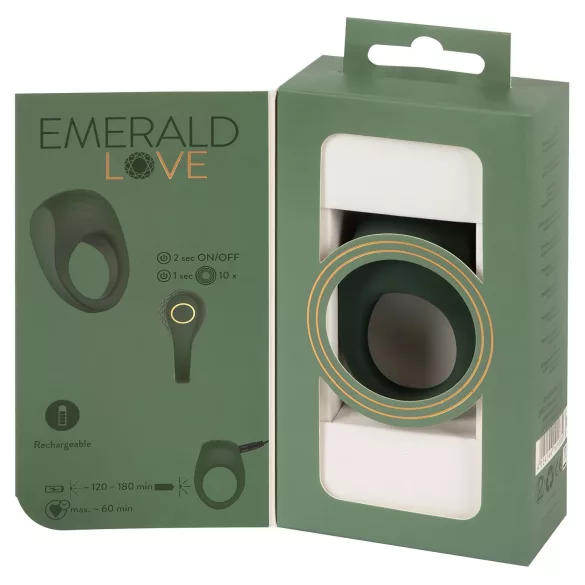 Emerald Love - Wiederaufladbarer, wasserdichter vibrierender Penisring (Grün)