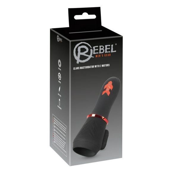 Rebel - Wiederaufladbarer Eichelvibrator mit 2 Motoren (Schwarz)