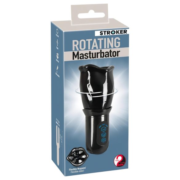 STROKER Rotierend - Akku-betriebener, rotierender Masturbator (Schwarz)