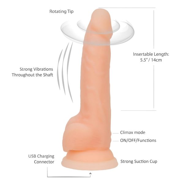 Naked Addiction Rotating 8 - rotierender Vibrator (20cm) - natur
