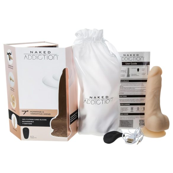 Naked Addiction Rotating 7 - Drehkopf Vibrator (18cm) - Hautfarben