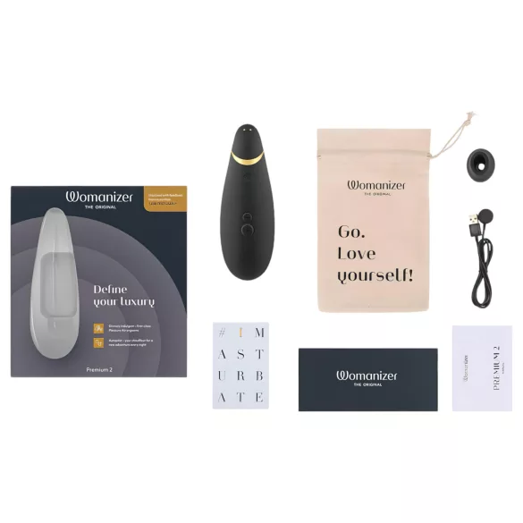 Womanizer Premium 2 - Luftwellen-Klitorisstimulator (Schwarz)