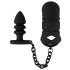 Black Velvet - Silikon Peniskäfig mit Analplug (schwarz)