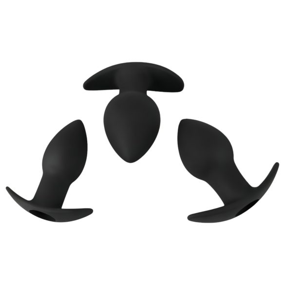 Black Velvet - Wiederaufladbares Analdildo-Set - 3-teilig (schwarz)