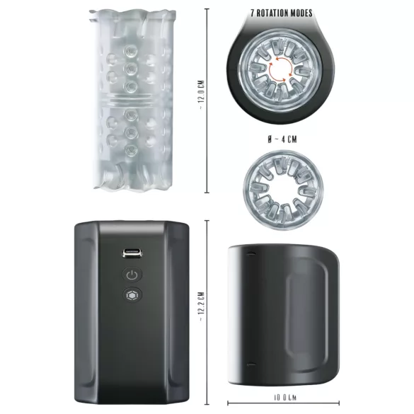 Rebel - Wasserdichter rotierender Masturbator (schwarz)