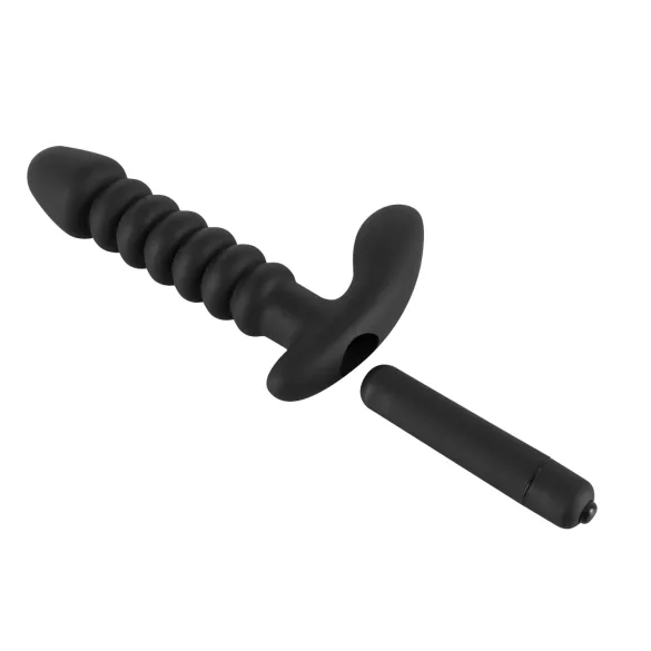 Black Velvet gerippter Vibrator - mittel (schwarz)
