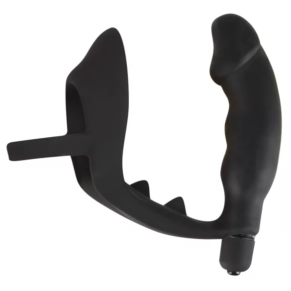 Black Velvet - Anale Vibrator mit Penis- und Hodenring (schwarz)