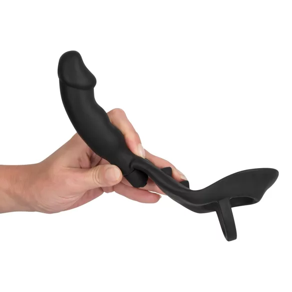 Black Velvet - Anale Vibrator mit Penis- und Hodenring (schwarz)