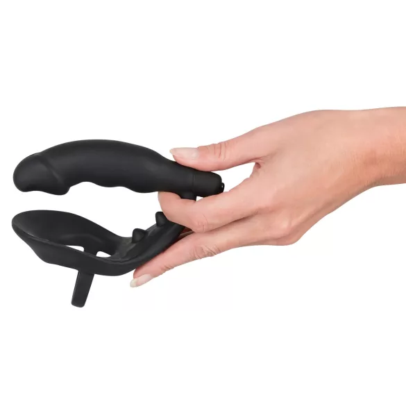 Black Velvet - Anale Vibrator mit Penis- und Hodenring (schwarz)