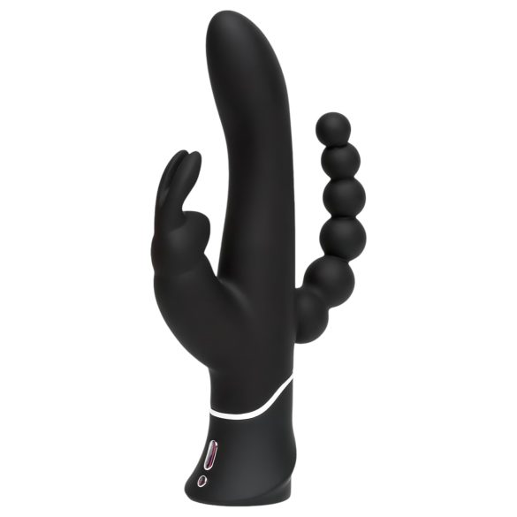 Happyrabbit Triple - wiederaufladbarer Klitoris- und Analarm-Vibrator (schwarz)