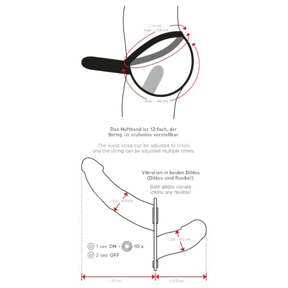 Double Thruster - anlegbarer Doppelvibrator (schwarz)