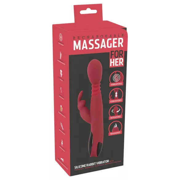 You2Toys Massager - stoßender, rotierender, wärmender G-Punkt-Vibrator (rot)